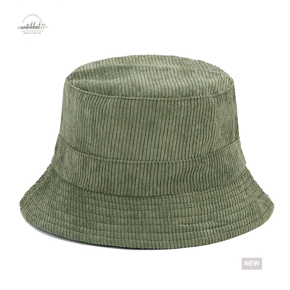Corduroy Bucket Hat Reversible Unisex Travel Cap Sun Protection